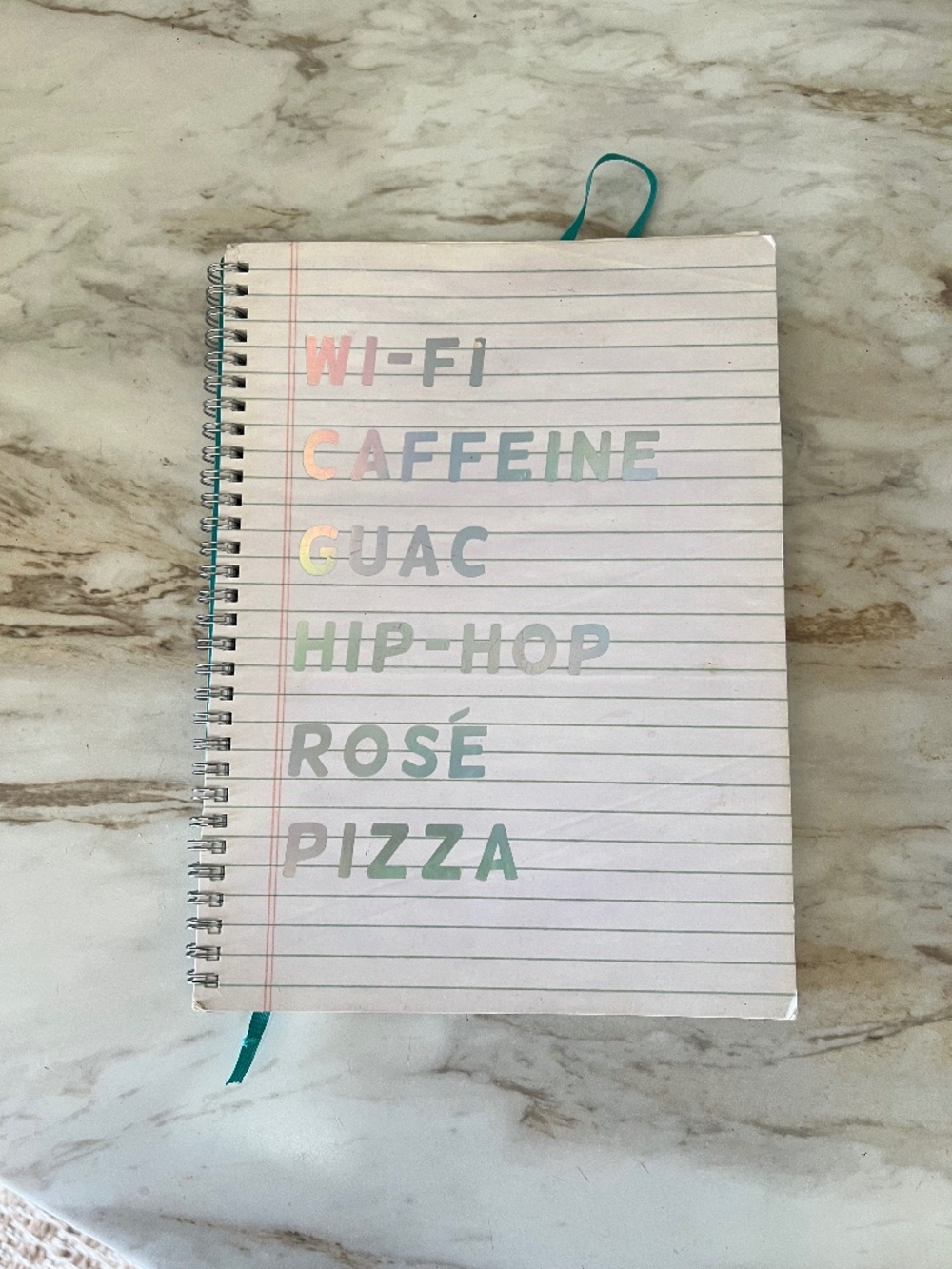 Front holographic letters logo spiral notebook